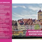 Nicht verpassen: Dom St. Peter, Alte Kapelle, Historisches Museum und mehr. Regensburg entdecken. Bunte Häuserfassade.