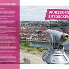 "Nicht verpassen! Würzburg entdecken" steht auf einer farbigen Karte. Daneben ein Fernglas mit Blick auf die Stadt.