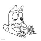 Illustration eines Hundes, der schnürend auf Schlittschuhen sitzt. Niedlicher Stil mit großen Augen.