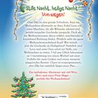 "Stille Nacht, heilige Nacht? Von wegen!" steht in verspielter Schrift über einem strahlenden Lichtkranz. Darunter folgt eine weihnachtliche Geschichte über Oma Elke, die eine innovative Maschine baut. Unterstützung erhält sie von einem Wichtel und einem Rentier. Chaos und Abenteuer sind garantiert. Rechts unten gibt es einen Link: baumhausbande.com. Links ist ein geschmückter Weihnachtsbaum mit Geschenken.
