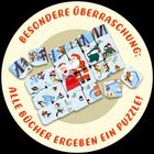 Besondere Überraschung: Alle Bücher ergeben ein Puzzle! Illustration eines Weihnachtsmannes und Tiere im Winterwald.