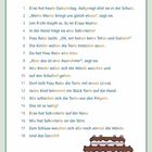 "Torte zum Frühstück" beschreibt Elisas Geburtstag, Torte in der Schule, Freude und Sahnetorte an Gesichtern. Unten ein Tortenbild.