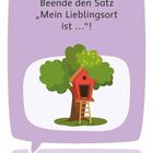 "KREATIVES DENKEN" und "@teacher__light", darüber ein Löwen-Logo, alles auf gelbem gestreiften Hintergrund.