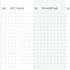 Montag, Dienstag, Mittwoch, Donnerstag, Freitag, Samstag (Nationalfeiertag CH), Sonntag. Kalender mit gepunktetem Raster.