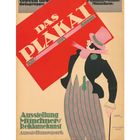 "Das Plakat" mit Datum Juli/August 1914, Ausstellung Münchner Reklamekunst, zeigt eine stilisierte Figur mit Hut und Umhang.