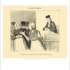 Kalenderblatt mit Illustration. Titel: "Les gens de justice". Text: "Mᵒᵐˢᵉ le juge de paix a rendu sa décision, les parties sont censées conciliées".
