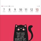 Kalenderwoche mit Datum vom 7. bis 13. Juni, darunter schlichte Illustration einer schwarzen Katze auf rotem Hintergrund.