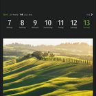 Kalenderansicht: Juni, Woche 23, Montag 7 bis Sonntag 13, Bild: Grüne Hügel der Toskana, Zypressen auf Hügelkamm.