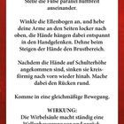 „Die Urwelle. Stelle die Füße parallel hüftbreit auseinander... Wirkung: Die Wirbelsäule macht ständig eine Wellenbewegung.“
