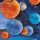 ALBERT EINSTEIN. Trau dich, deine Komfortzone zu verlassen. Farbige Planeten in einem blauen, galaktischen Hintergrund.