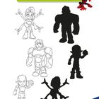 "Schattenspiele: Spidey braucht beim Einfangen dieser Schurken deine Hilfe – verbinde sie mit ihren Schatten." Verschiedene Figuren und ihre passenden Schatten.