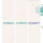 Mittwoch, Donnerstag, Freitag, Samstag, Sonntag, Wichtig. Sechs Spalten, Pastellfarben, Aquarell-Design.