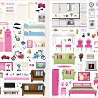 Illustration von Möbeln und Haushaltsgegenständen, darunter Betten, Sofas, Fahrräder und Küchenmöbel.