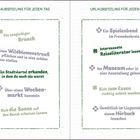 URLAUBSFEELING FÜR JEDEN TAG. Links: Aktivitäten wie Brunch, Wildblumen, Sonnetanken. Rechts: Spiele, Museum, Hörbuch.