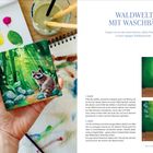 WALDWELT MIT WASCHBÄR: Waldlandschaft mit Waschbär. 
Schritt-für-Schritt Anleitungen. Farben, Pinsel, Leinwand.