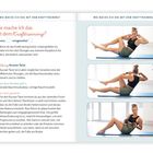 Text: „Wie mache ich das mit dem Krafttraining?“ Übungen zum Russian Twist erklärt. Drei Fotos mit Schritten gezeigt.