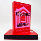 "Tödliches Angebot", ein Thriller von Marisa Kashino, rotes Buchcover mit Haus-Symbol in Pink.