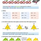 „Rechnen bis 1000 – Addition und Subtraktion“ mit Übungen in Addition. Enthält Illustrationen von Kirschen, Käse und Fledermaus.