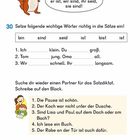 Ein illustriertes Eichhörnchen sagt: „Ich bin, du bist, er ist, wir sind, ihr seid, sie sind!“ Verben einfügen: bin, sind, seid, ist.