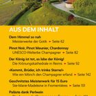 "AUS DEM INHALT": Artikel über Gotik, Champagner, Reims, Epernay. Hintergrund: Windmühle in einer weiten Landschaft.