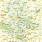 Karte mit Städtenamen wie Magdeburg, Halle, Berlin. Zeigt Straßen und Naturparks in Sachsen-Anhalt und Umgebung.