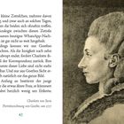 Text über Zettelchen und Korrespondenz zwischen Goethe und Charlotte. Rechts Porträtzeichnung von Goethe, um 1777.