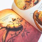 Texte: "Große und starke Indianer schießen, fff!", "Tojas hinterlistige Plan...", "rief seinen Freund auf dem Boden hockt..."

Illustration: Ein Hase liegt entspannt am Boden mit Bäumen und einer Kerze.