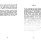 Text auf der rechten Seite: "TAG 1–2 Kurz nach Sonnenaufgang stehe ich auf dem... (und geht weiter)". Seitenzahlen: 42 links unten, 43 rechts unten.