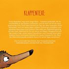 Klappentext über Nuno Nasenbär und seine Abenteuer. Unten ein gezeichnetes Tiergesicht mit langer Nase auf orangefarbenem Hintergrund.