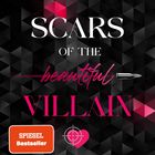 Auf schwarzem geometrischem Hintergrund steht: "SCARS OF THE beautiful VILLAIN". Unten: "SPIEGEL Bestseller" und ein Herz mit Fadenkreuz.