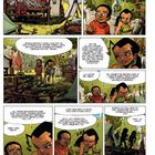 Comic-Panels mit Menschen in einem Lager. Dialoge über das Portal, den Krieg, und Heilung einer Verletzung.