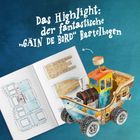 Der Text beschreibt einen "fantastischen 'GÄIN DE BORD' Bastelbogen". Eine Illustration zeigt ein buntes Spielzeugboot.
