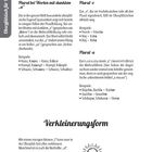 „Mehrzahlbildung“ und „Verkleinerungsform“ werden erläutert. Beispiele für Plural und Verkleinerungen im Oberpfälzischen werden gegeben.