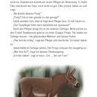 Text über einen Tierpfleger, der einen Esel namens Jakob zu einer Ponygruppe bringt. Unten die Illustration eines Esels.