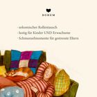 Urkomischer Rollentausch, lustig für Kinder und Erwachsene, Schmunzelmomente für gestresste Eltern. Illustration: schlafende Person auf Sofa.