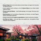 - Dünnes Papier lässt sich leichter falten.
- Übung macht den Meister.
- Experimentiere mit verschiedenen Papierfarben.
- Hab Spaß am Falten.

Japanische Häuser und Kirschblütenbäume.