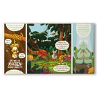 "DAS WAR EIN RIIESENHAUFEN UNRECHT!" Illustrationen von Tieren im Dschungel, die sprechen und interagieren.