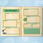 Planer-Layout für eine Woche im September, mit Datumsangaben für Montag bis Sonntag. Illustrationen von Apfel und Biene.