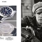 Texte: "POP CULTURE", "HANDARBEIT", "CRAFTSMANSHIP", "M. Brando". Links eine Uhr, rechts ein Mann in Lederjacke.