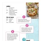 Zutaten für Käsebrötchen: Kaiserbrötchen, Schinkenwürfel, Emmentaler, Frühlingszwiebel. Creme aus Hüttenkäse, Ei, Zwiebel.