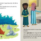 Text: Bibelgeschichte, Schlaubär, Zachäus, gestunken, Mama Bär. Illustration: Ein Bär mit Kind im Wald, Männer mit Münzen.