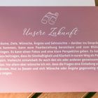 "Unsere Zukunft" über Text über Beziehungen und Klarheit. Oben ist eine kleine Illustration eines Fernglases.