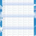 Kalender für April, Wochenübersicht. Unten gelbes Rapsfeld, davor ein See mit Segelboot. Blauer Himmel.