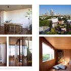 „Avenida Pedro Lynch 1849 1869 – Buenos Aires, Argentinien“. Innenräume mit Holzverkleidung, Stadtansicht, begrünte Dachterrasse.