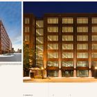 „TOP: This impressive five-story office building...“, „RIGHT: Elegant in its simplicity...“. Moderne Bürogebäude aus Holz.