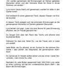 Ein Text beschreibt eine Begegnung mit Lyra, der Hüterin des Landes der Träume, und emotional bedeutsame Erinnerungen.