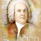 Johann Sebastian Bach. Kalender mit Porträt eines Mannes mit weißer Perücke. Unten eine Monatsübersicht.
