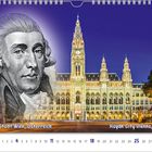 "Haydn-Stadt Wien, Österreich. Haydn City Vienna, Austria." Stadthalle bei Nacht, Porträt von Joseph Haydn.