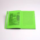 Doppelseite eines Buches auf hellgrünem Papier, mit Text und bildlicher Darstellung eines zerstörten Gebäudes links.