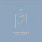 2027. Es sind die kleinen Dinge im Leben. Illustration einer gelben Blume auf hellblauem Hintergrund.